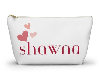 Personalized Heart Design Zippered Accessory Pouch - Custom Printed Makeup/Accessory Bag