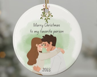 Celebrate the Holiday Season with a Handmade Christmas Ornament for your Favorite Person - Cartoon Couple Design