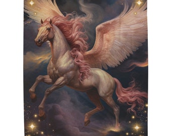 Magical Velveteen Pegasus Blanket | Celestial Fantasy Gift for Dreamers