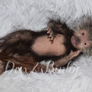Monkey made from full silicone with rooted hair 6,5&quot; (17cm)