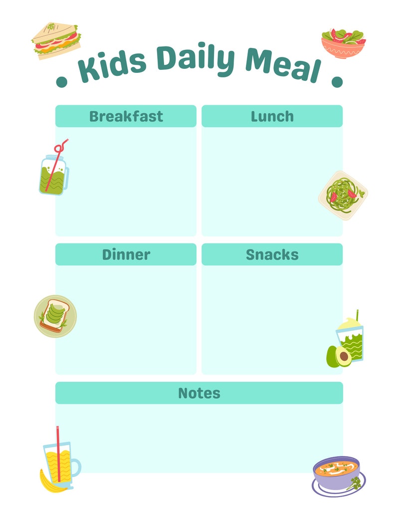 Daily Meal Planner Printable, Instant Download Digital Food Preparation ...