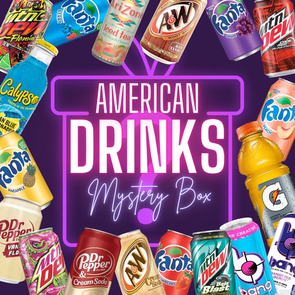 USA Drinks & Soda Mystery Box  (Random Pick of 5x American Drinks Cans/Bottles)