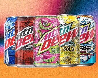 5 x Mountain Dew USA 355ml cans - Taster Bundle