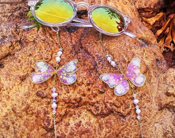 Butterfly Glasses Chain, Fairycore Eyeglasses Chain, Glittering Swarovski Crystal Sunglasses Chain, Magical Fairy Jewelry, Cottagecore Gift