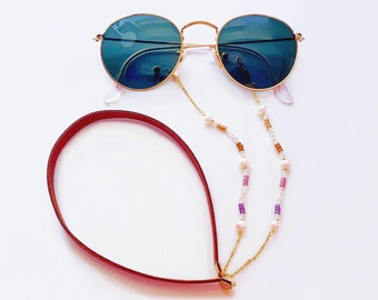 Multi Color Beaded Glasses Chain | Super Lightweight Sunglasses Chain | Pearls Eyewear Chain | Swarovski Crystal Lanyard | Jewelry Gift