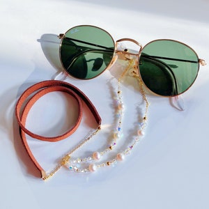 Crystal Beaded Glasses Chain Super Lightweight Sunglasses Chain Pearls Eyewear Chain Swarovski Crystal Lanyard Wedding Bride Gift image 1