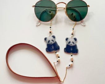 Fluffy Panda Bear Glasses Chain | Cute Animal Sunglasses Chain | Kawaii Eyewear Chain | Forest Lanyard | Wildlife Jewelry | Little Girl Gift