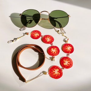 Tomato Slices Glasses Chain | Cute  Sunglasses Chain | Kawaii Eyewear Chain | Cottagecore Lanyard | Veggie Food Jewelry | Plant Lover Gift