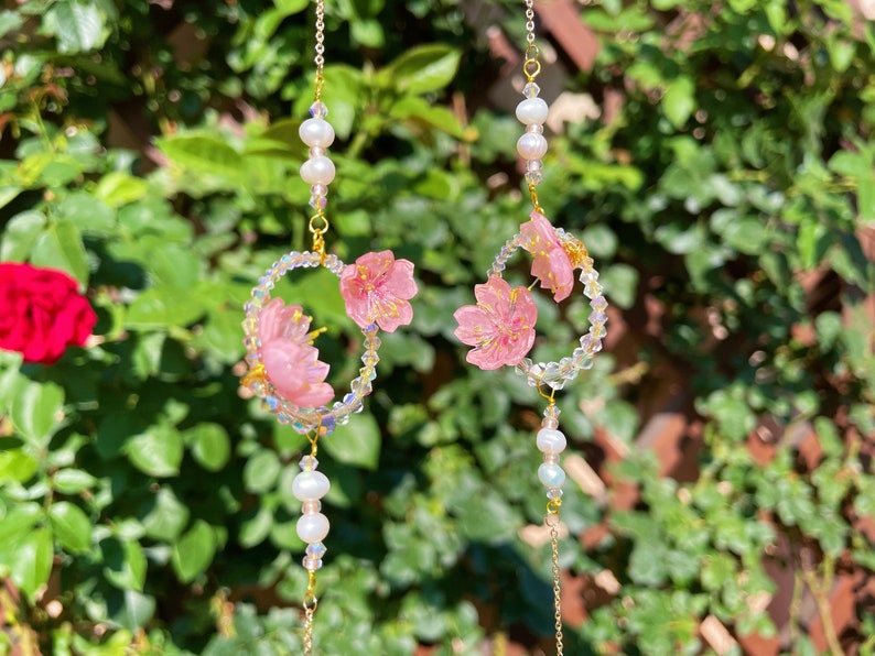 Sakura Glasses Chain, Cherry blossom Kawaii Sunglasses Chain, Japanese Flower Swarovski Crystal Glasses Chain, Bridesmaid Cute Wedding Gift image 7