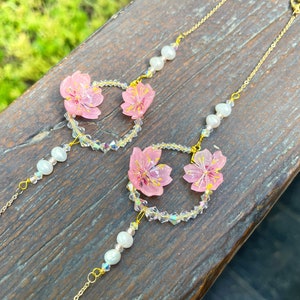 Sakura Glasses Chain, Cherry blossom Kawaii Sunglasses Chain, Japanese Flower Swarovski Crystal Glasses Chain, Bridesmaid Cute Wedding Gift image 8