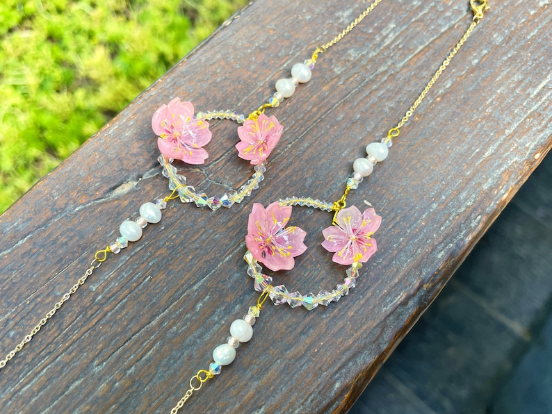Sakura Glasses Chain, Cherry blossom Kawaii Sunglasses Chain, Japanese Flower Swarovski Crystal Glasses Chain, Bridesmaid Cute Wedding Gift image 8