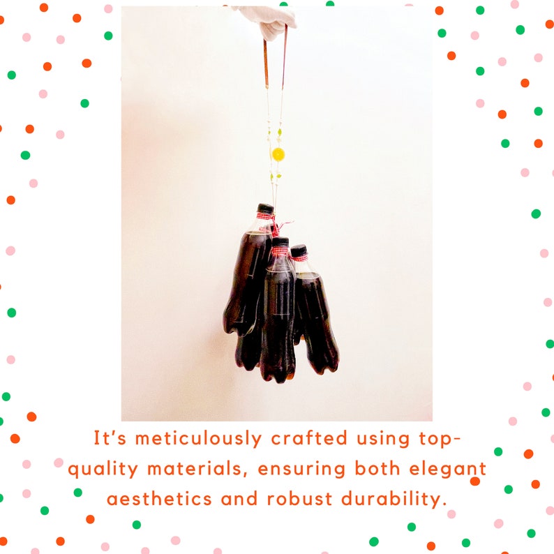 May include: A group of five dark brown glass bottles are hanging from a pair of tongs. The bottles are suspended against a white background. It's meticulously crafted using top-quality materials, ensuring both elegant aesthetics and robust durability.