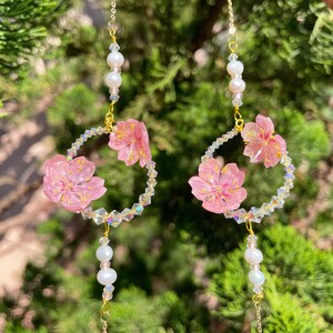 Sakura Glasses Chain, Cherry blossom Kawaii Sunglasses Chain, Japanese Flower Swarovski Crystal Glasses Chain, Bridesmaid Cute Wedding Gift image 6