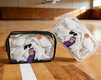 Basketball Senior Night Gift Personalized Clear Toiletry Bag Custom Player Name Pouch Basketball Team Gifts Basketball Mom Travel Case