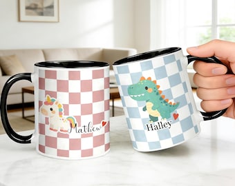 Custom Children's Names Mug, 16oz Cup, Cute Cartoon Patterns, Easter Basket Gifts