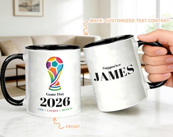 Custom Soccer Tournament Mug, 16oz USA, Canada, Mexico Team Name Cup, Gift for Youth Football Fan