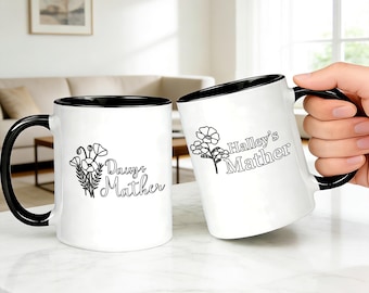 Custom Name 16oz Mug, Floral Pattern, Mother's Day Gift