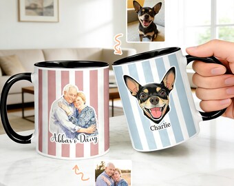 Custom Photo Mug, 16oz Portrait Cup, Mother's Day Gift, Pet Lovers