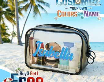 Custom Name Makeup Bag Bachelorette Party Favors Bridesmaid Gift Clear Toiletry Pouch Wedding Party Gift Girls Trip Travel Case