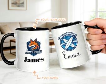 Custom Logo Mug, 16oz Team Name Cup, Gift for Employees, Clients, or Events