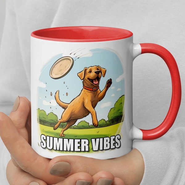 Labrador Mug Frisbee Disc Golf Summer Mug for Dad Frisbee Golf Disc Summer Vibes Mug for Labrador Mom Labrador Dog Owner Gift for Dog Owner