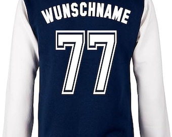 Kinder College Jacke personalisiert mit Name & Nummer | Varsity Jacke Jungen Mädchen | Geschenk für Jungen + Mädchen - Custom