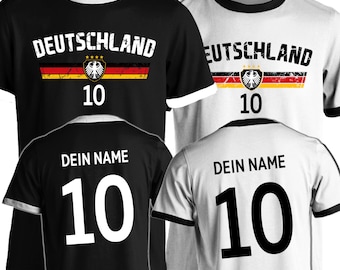 Germany T-shirt with flag for men women with eagle and desired name & number jersey gift birthday Christmas fan T-shirt football