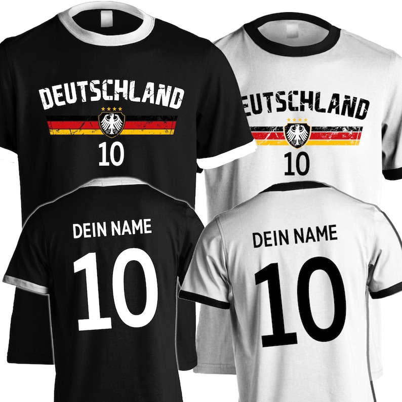 Germany T-shirt with flag for men women with eagle and desired name & number jersey gift birthday Christmas fan T-shirt football image 1