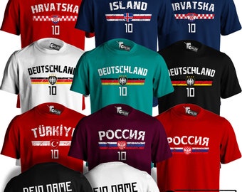 T-shirt da calcio Germania - Croazia - Polonia - Russia - Islanda - T-shirt EM World Cup - maglietta a maniche corte - maglia - idea regalo - maglia da calcio