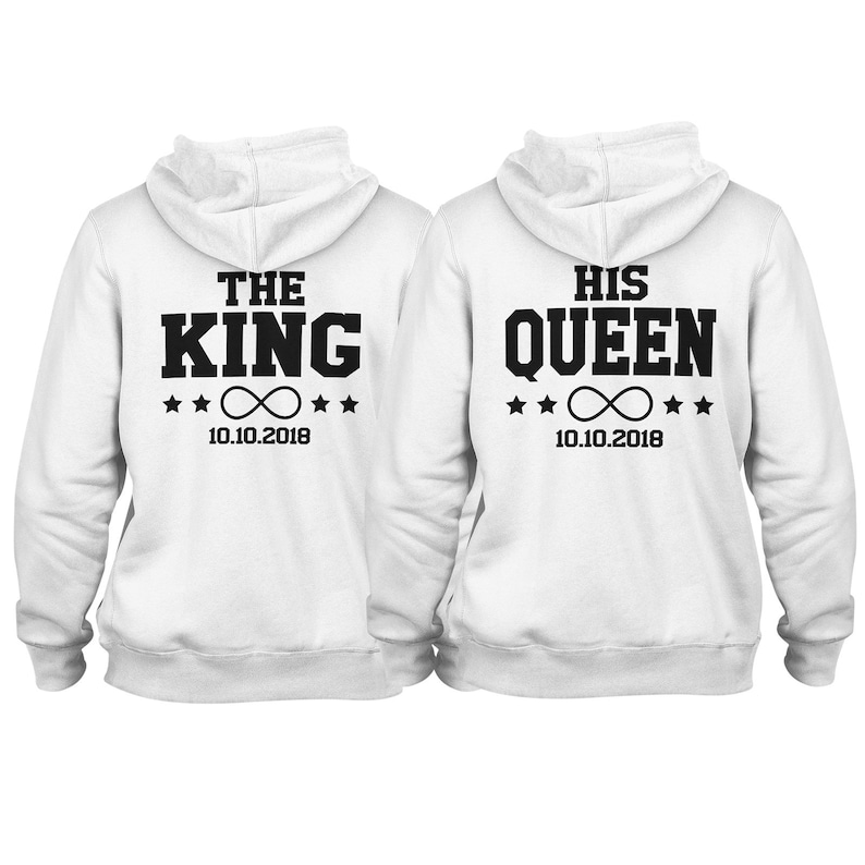 The King His Queen Hoodie for couples in a set with date for couples couple sweater gift idea 2 hoodies 1 price image 3