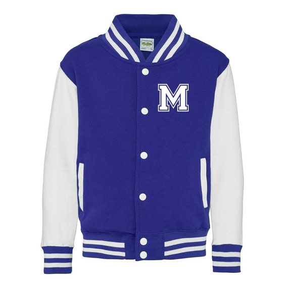 College Jacke mit Initiale Buchstabe Personalisierte College Jacke mit Wunschbuchstabe oder Zahl im College-Look für Herren Damen und Kinder