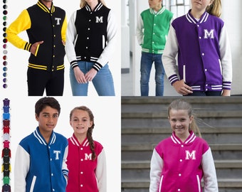 College jacket with initial letter Personalized college jacket with desired letter or number in a college look for men, women and children