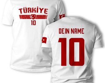 Türkei T-Shirt WM 2026 Trikot personalisiert mit Wunschname & Nummer | Vintage Design Herren Fußball Fan Shirt | Individuelles Geschenk