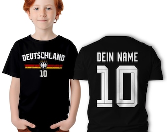 Personalisiertes Deutschland Kinder T-Shirt mit Name & Nummer | Fußball Fan Shirt für Kinder | Individuelles Fußball Geschenk