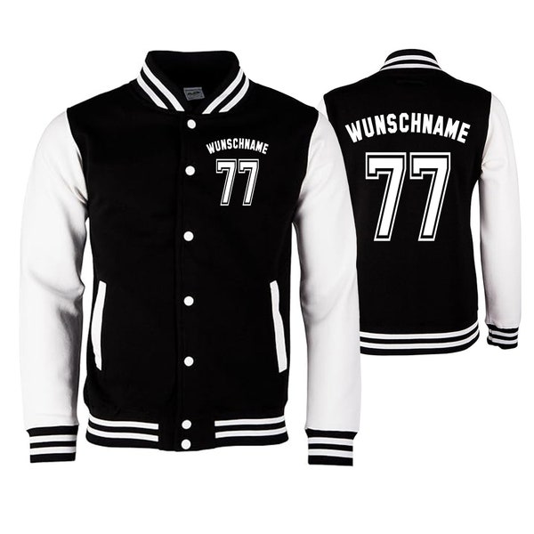 College Jacke mit Wunschnamen und Zahl Personalisierte College Jacke im College-Look für Herren Damen und Kinder