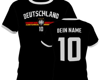 Deutschland T-Shirt mit Flagge Trikot Personalisiert Shirt Tshirt mit Wunschname + Nummer Geschenk für Herren Damen Geburtstag Weihnachten