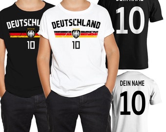Personalized Germany Kids T-Shirt with Name & Number – Football World Cup European Championship Shirt for Boys and Girls, Gift