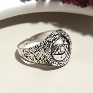 Ouroboros Signet Ring, All Seeing Eye Pinky Ring, Unique