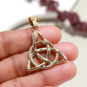 Celtic Snake Triquetra Trinity Knot Pendant Necklace | Vintage Gothic Eternity Pendant, Snake Charm Pendant,  Men and Woman Necklace, Gift