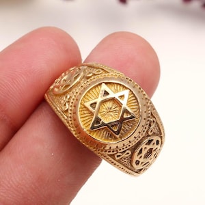 Gold Star of David Ring | Jewish Star Ring | Archangels Signet Ring | Sacred Symbols | 925 Sterling Silver | Shield of David | Chakra ring