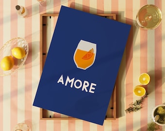 Amore Aperol Fine Art Poster • italienisches Fine Art Poster in blau orange • mit Spruch • Geschenk für Italien und Aperol Spritz Fans