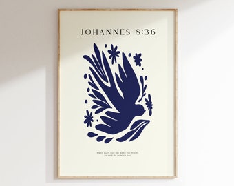 Johannes 8:36 • christliches Poster • mit Bibelvers • Wanddeko für Gläubige • Geschenk zur Taufe oder Geburt