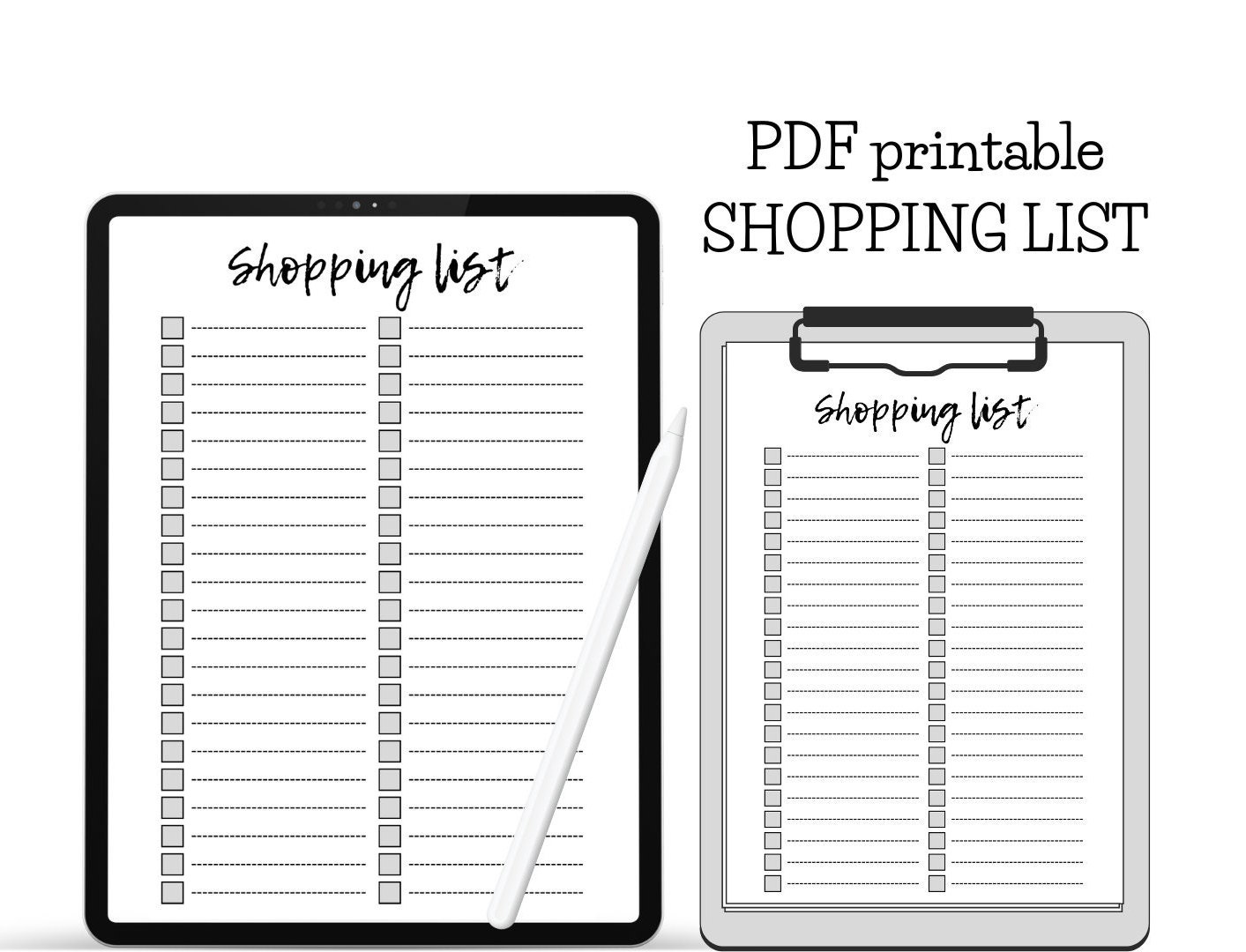 Printable Shopping List PDF Check List Grocery List Etsy
