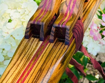 Native Americans Double flute Zebra wood F# 432Hz