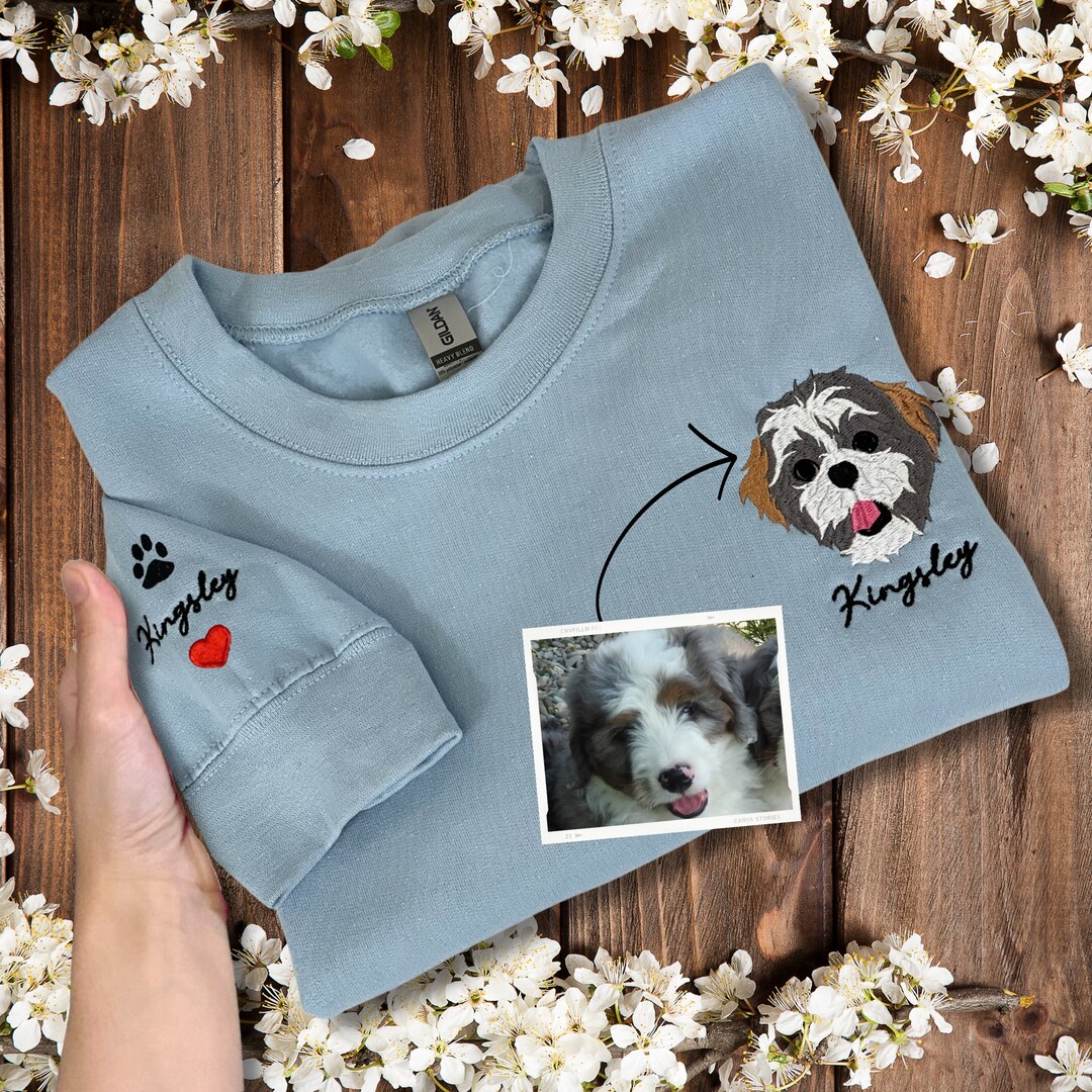Custom Pet Embroidery Sweatshirt From Photo, Personalized Dog