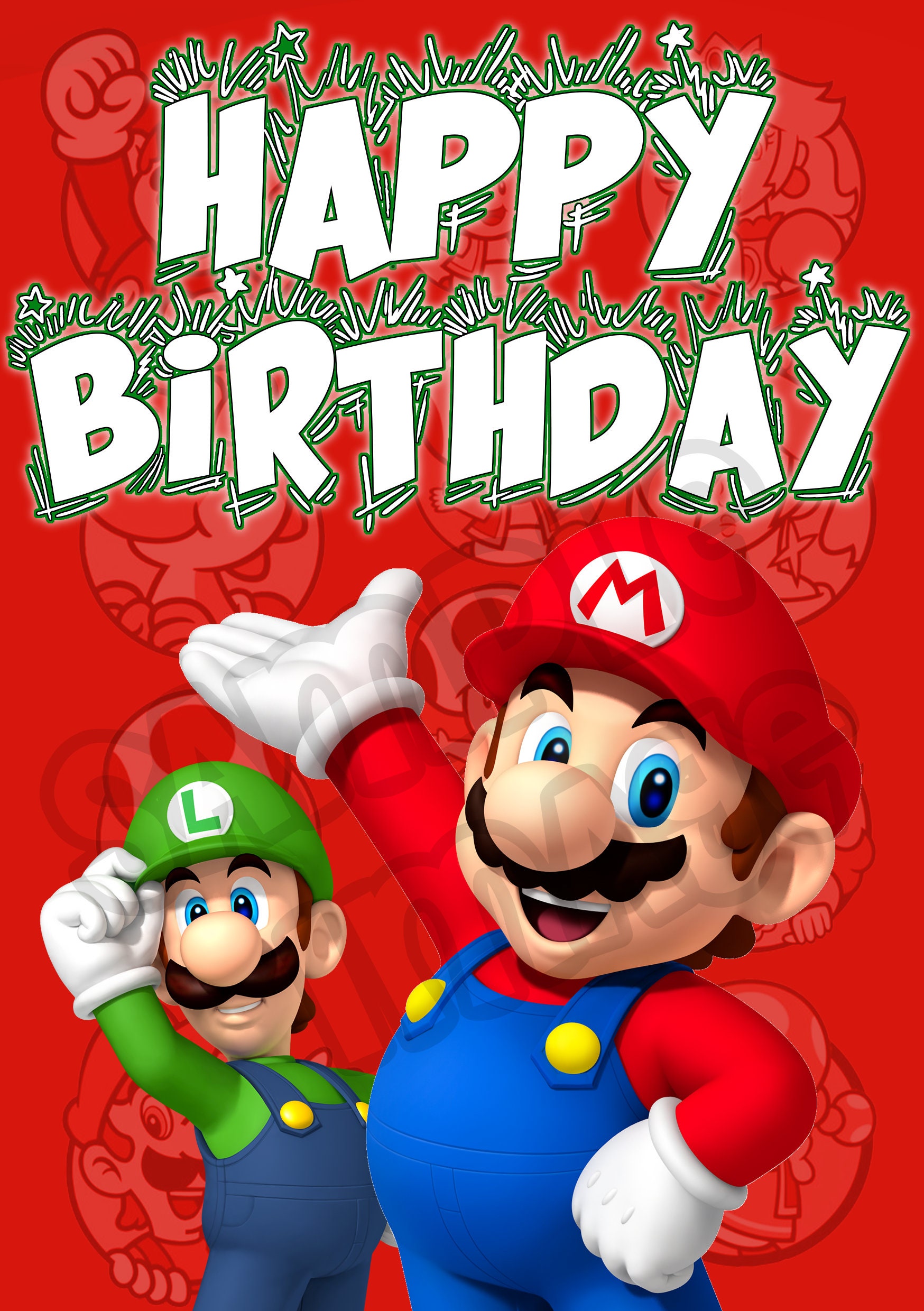 Printable Mario Birthday Cards for Her, Birthday Card, Instant Download ...