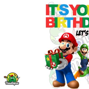 Printable Mario Birthday Card for Her Birthday Card Instant - Etsy