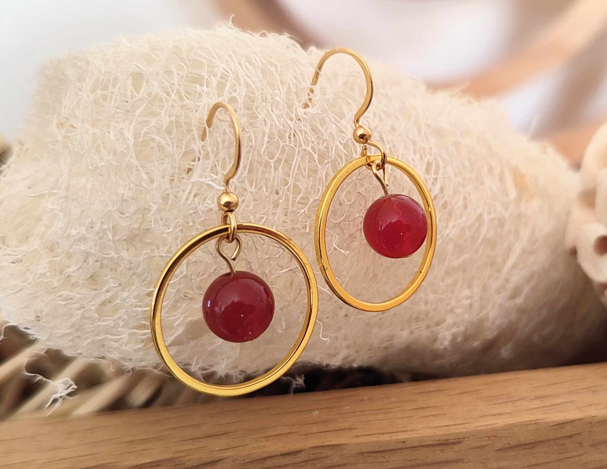 Boucles D’oreilles Cornaline 8 Mm - Neuf Avec étiquettes, Marque OxcmoBijoux !