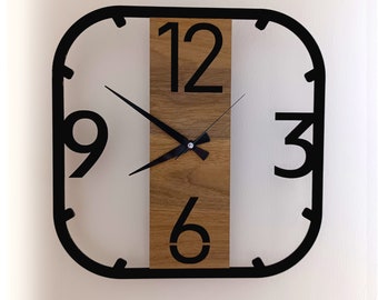 Wooden clock handmade, modern wall clock, unique clock, large wall clock, wall decoration, silent clock