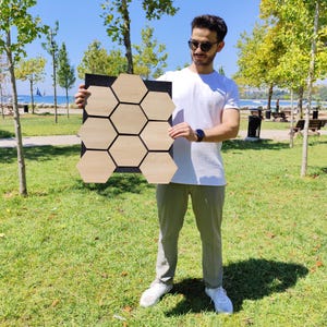 Hexagon Acoustic Wooden Wall Panels, Decorative Wall Panel, Bedroom Wall Decor, Modern Wall panels, Easy Installation.